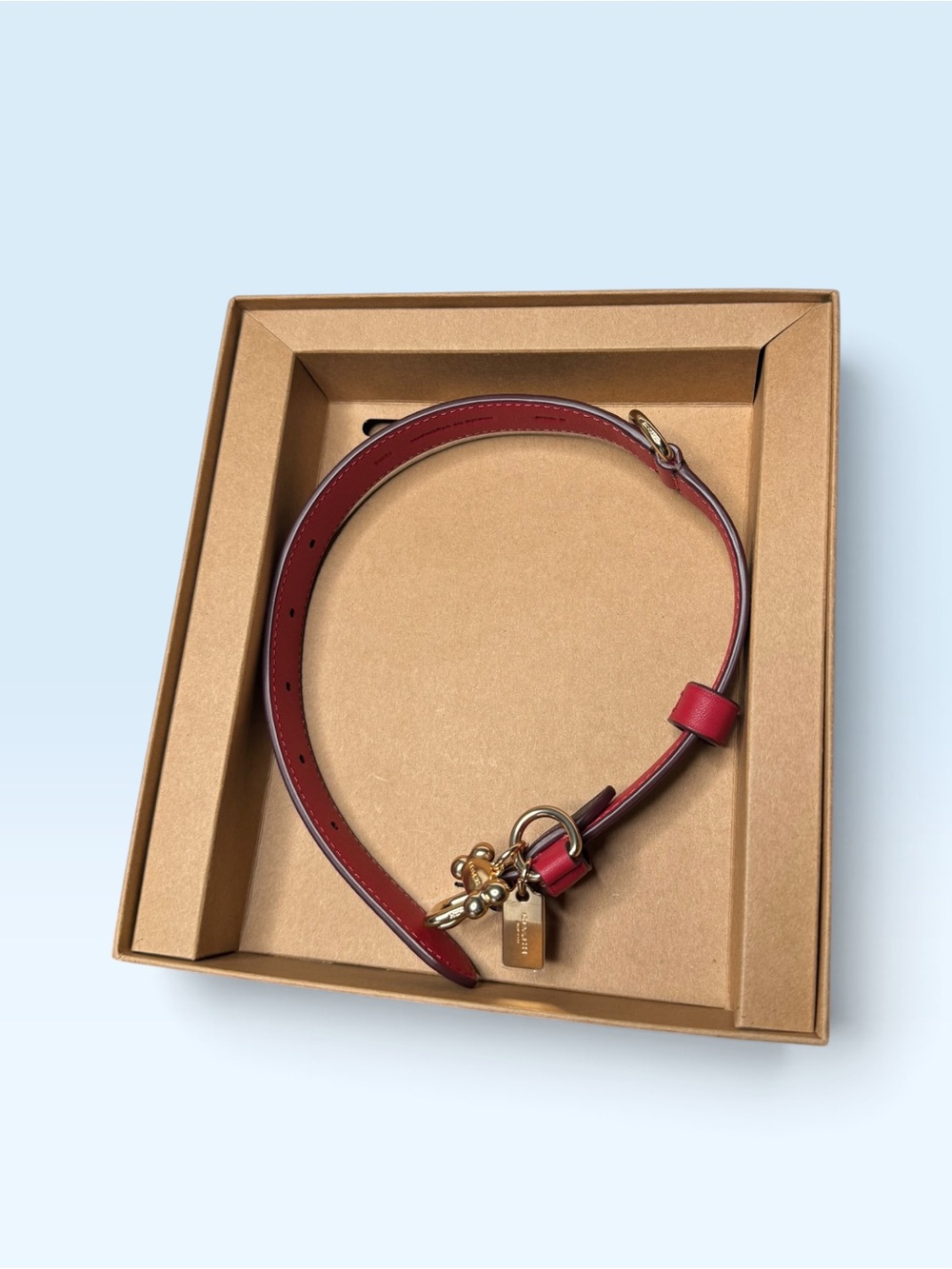 Coach Red Brown Leather Dog Collar - Picture 6 of 10